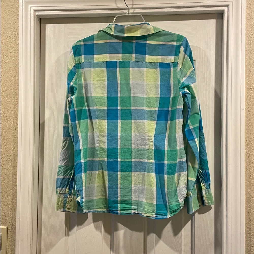 Tommy Hilfiger Green and Blue Plaid Button-Up Shirt size L - Picture 4 of 4